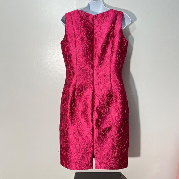 Carmen Marc Valvo Floral Jacquard Sheath Dress Size 8 Sleeveless Knee Length Bol - Picture 4 of 7